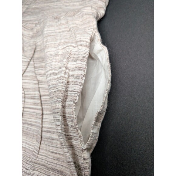 Banana Republic Strapless Dress Striped White Beige Size 8 Linen Y2K Mini Belt - Picture 6 of 14